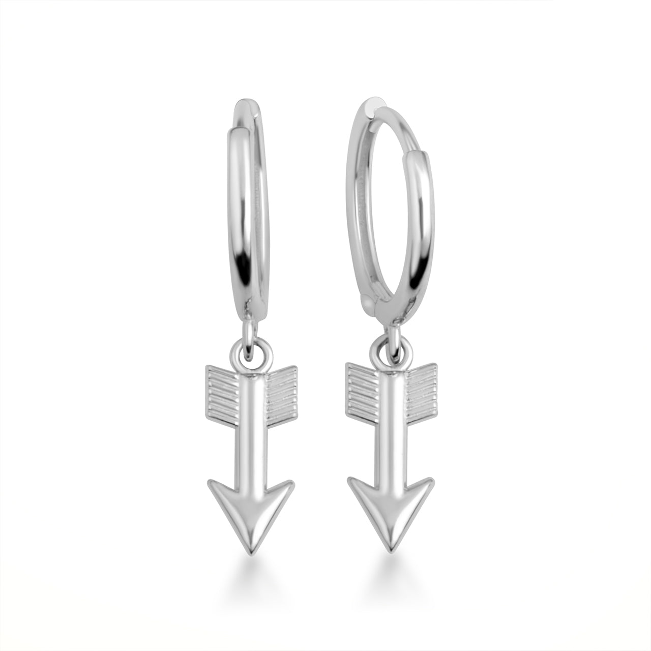 Sterling Silver Arrowhead Drop Huggie Hoop Earrings