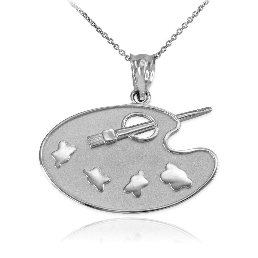 Sterling Silver Artist Painter Palette Pendant Necklace