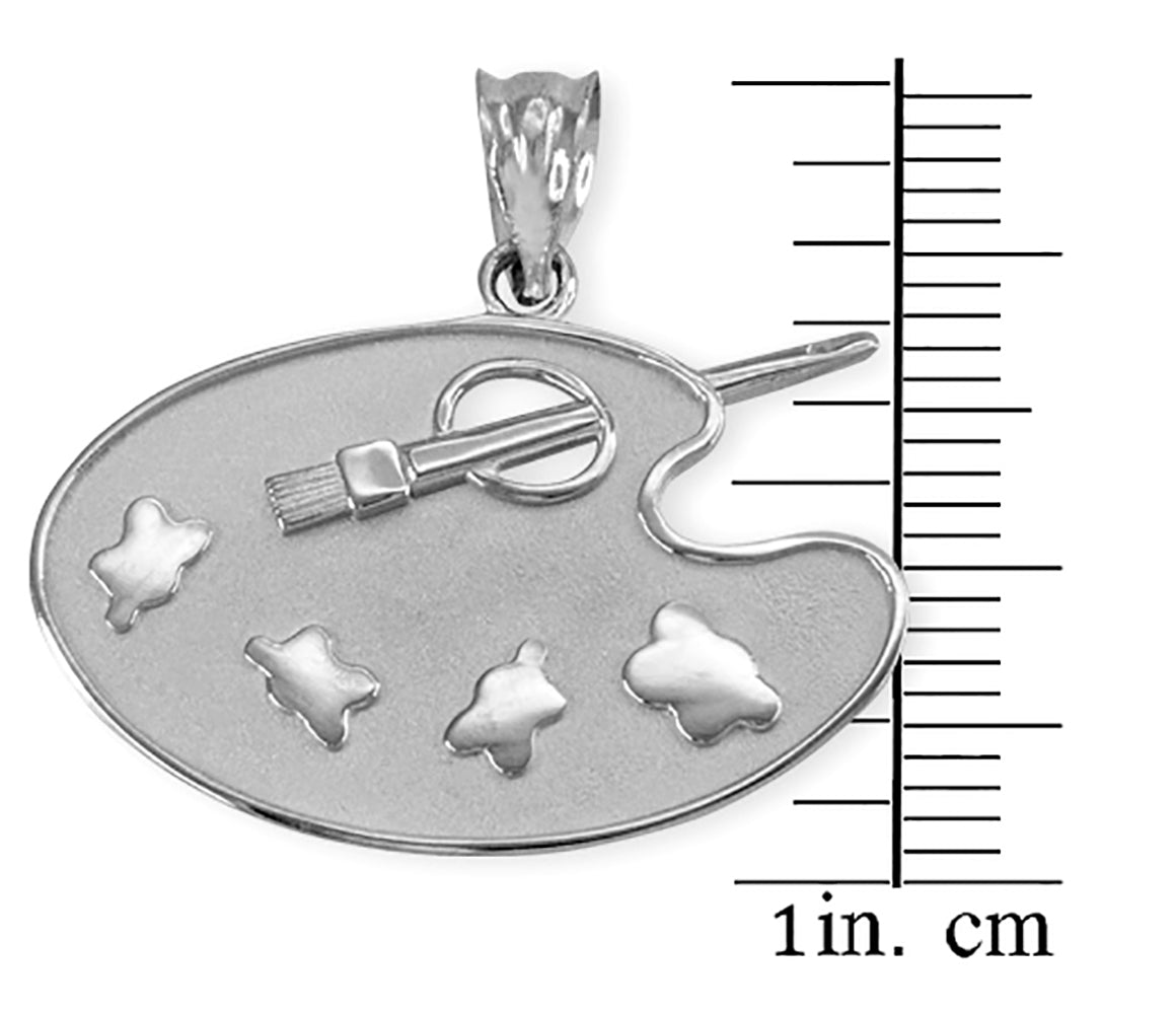 Sterling Silver Artist Painter Palette Pendant Necklace, view 2