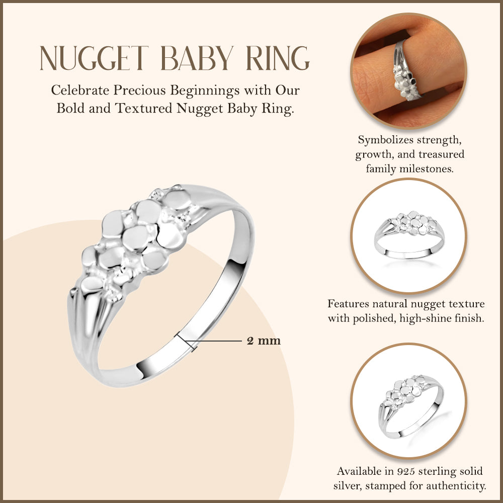 Sterling Silver Baby Nugget Ring, view 3