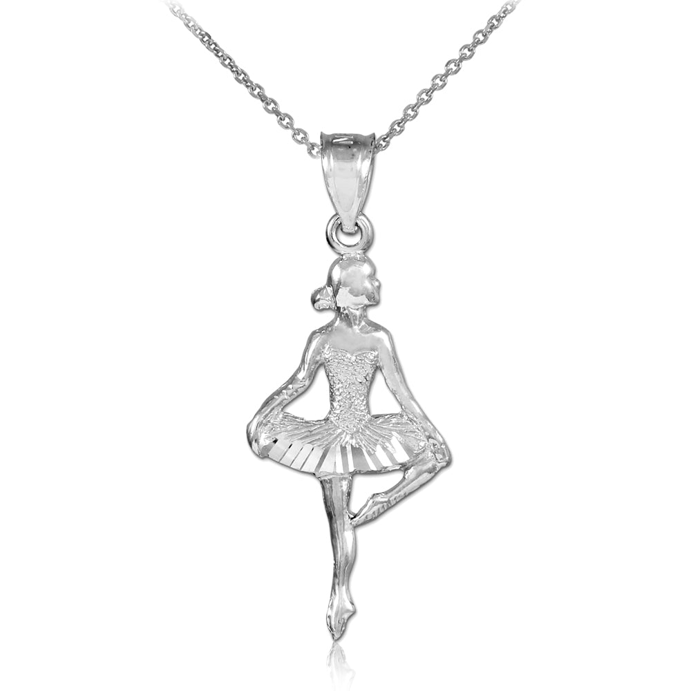 Sterling Silver Ballet Dance Charm Pendant Necklace