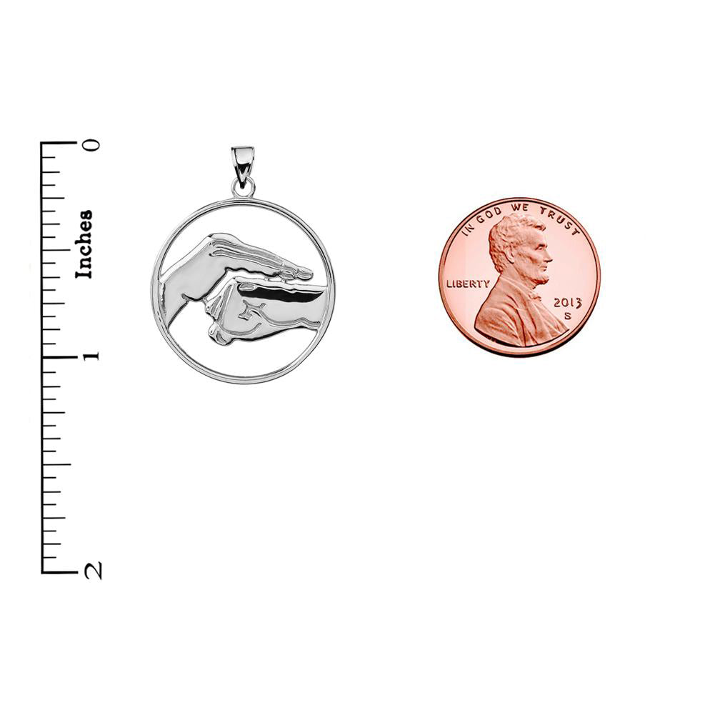 Sterling Silver Bao Quan Martial Arts Hand Symbol Pendant, view 3