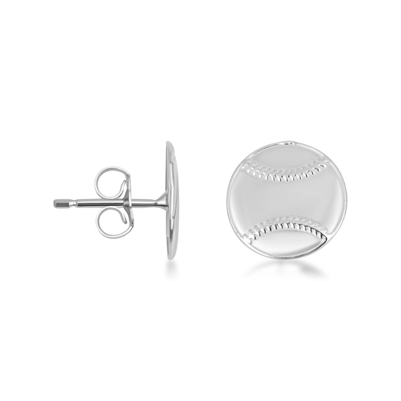 Sterling Silver Baseball Sports Athletic Stud Earrings