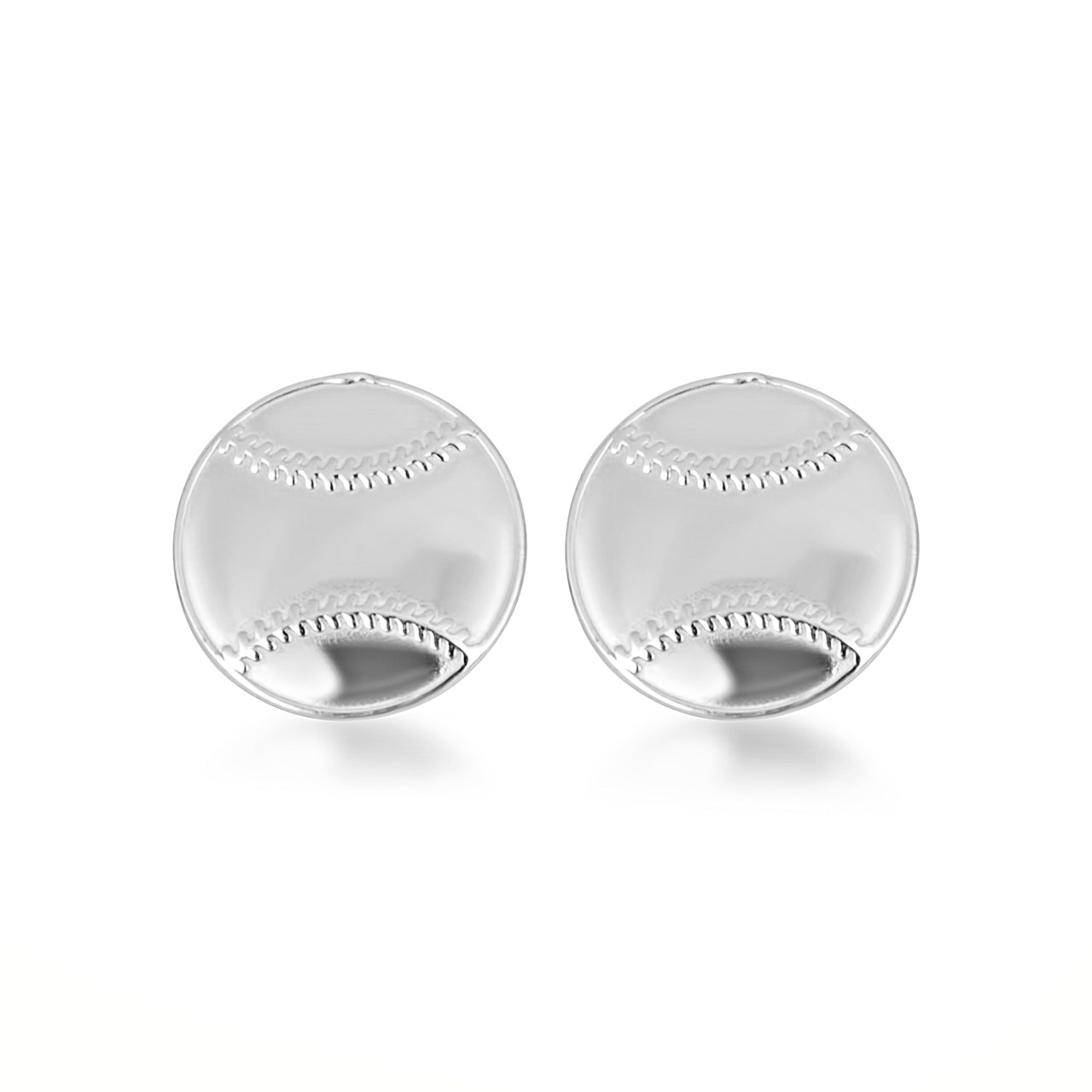 Sterling Silver Baseball Sports Athletic Stud Earrings, view 4