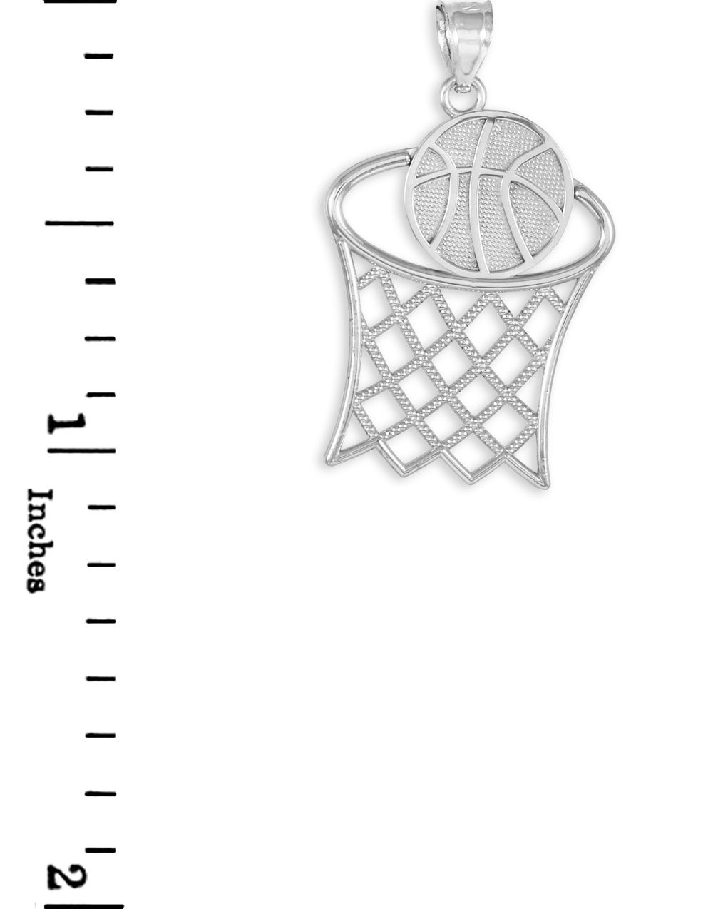 Sterling Silver Basketball Hoop Charm Pendant Necklace, view 3