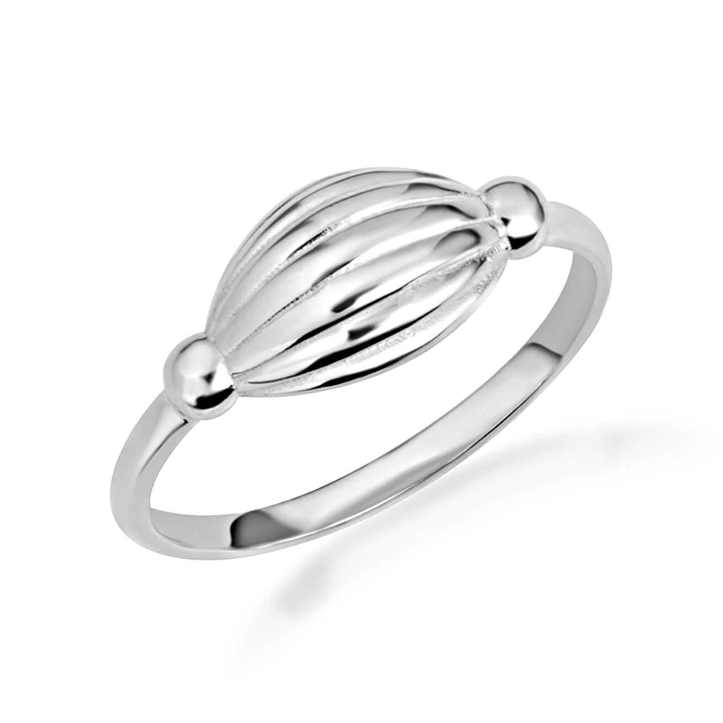 Sterling Silver Beach Seashell Ribbed Ring