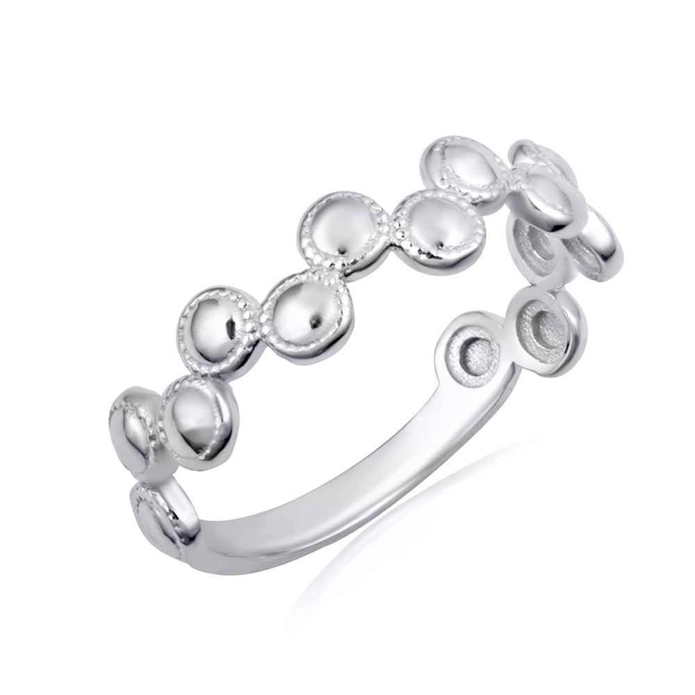 Sterling Silver Beaded Circle Bubble Band Ring
