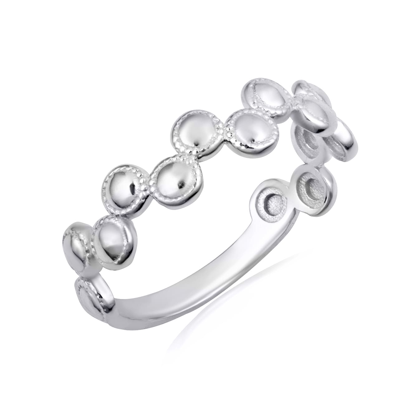 Sterling Silver Beaded Circle Bubble Band Ring