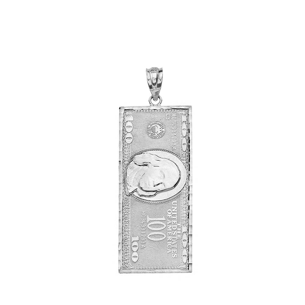 Sterling Silver Benjamin Franklin United States American Hundred Dollar Bill Pendant Necklace (Small), view 2