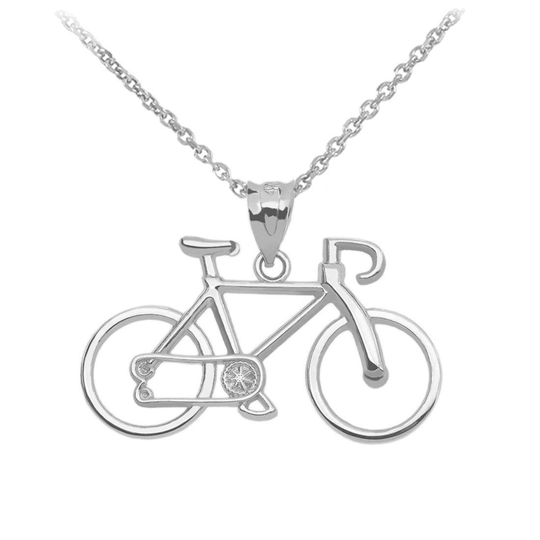Sterling Silver Bicycle Pendant Necklace, view 2