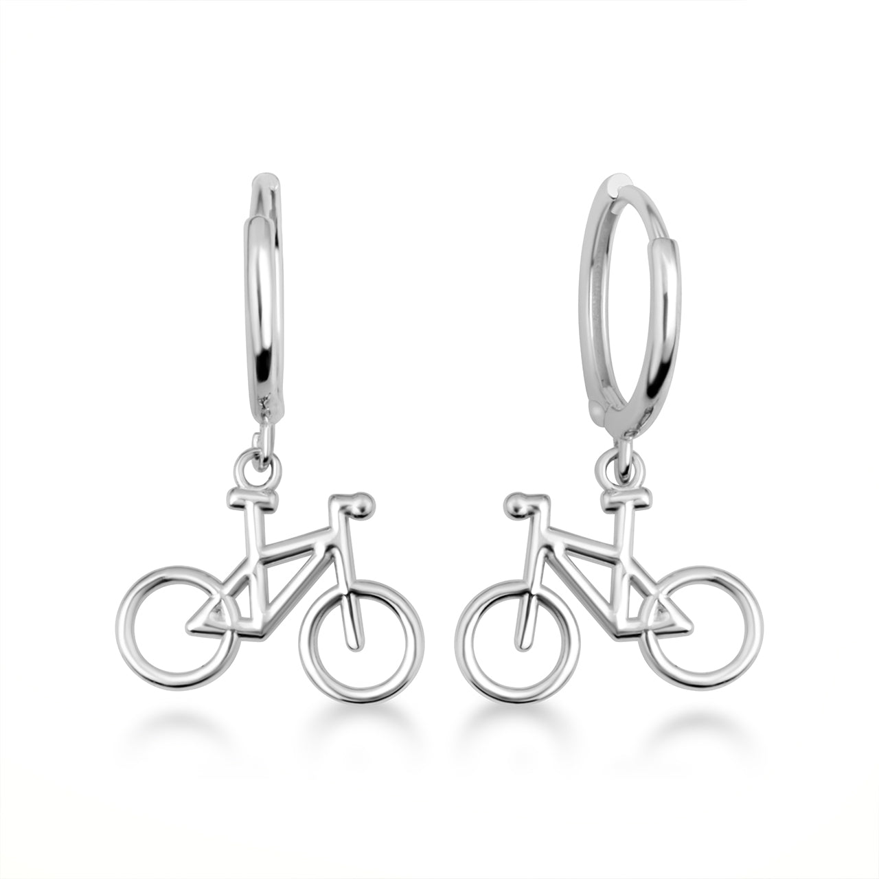 Sterling Silver Bicycle Sports Cycling Huggie Hoop Earrings