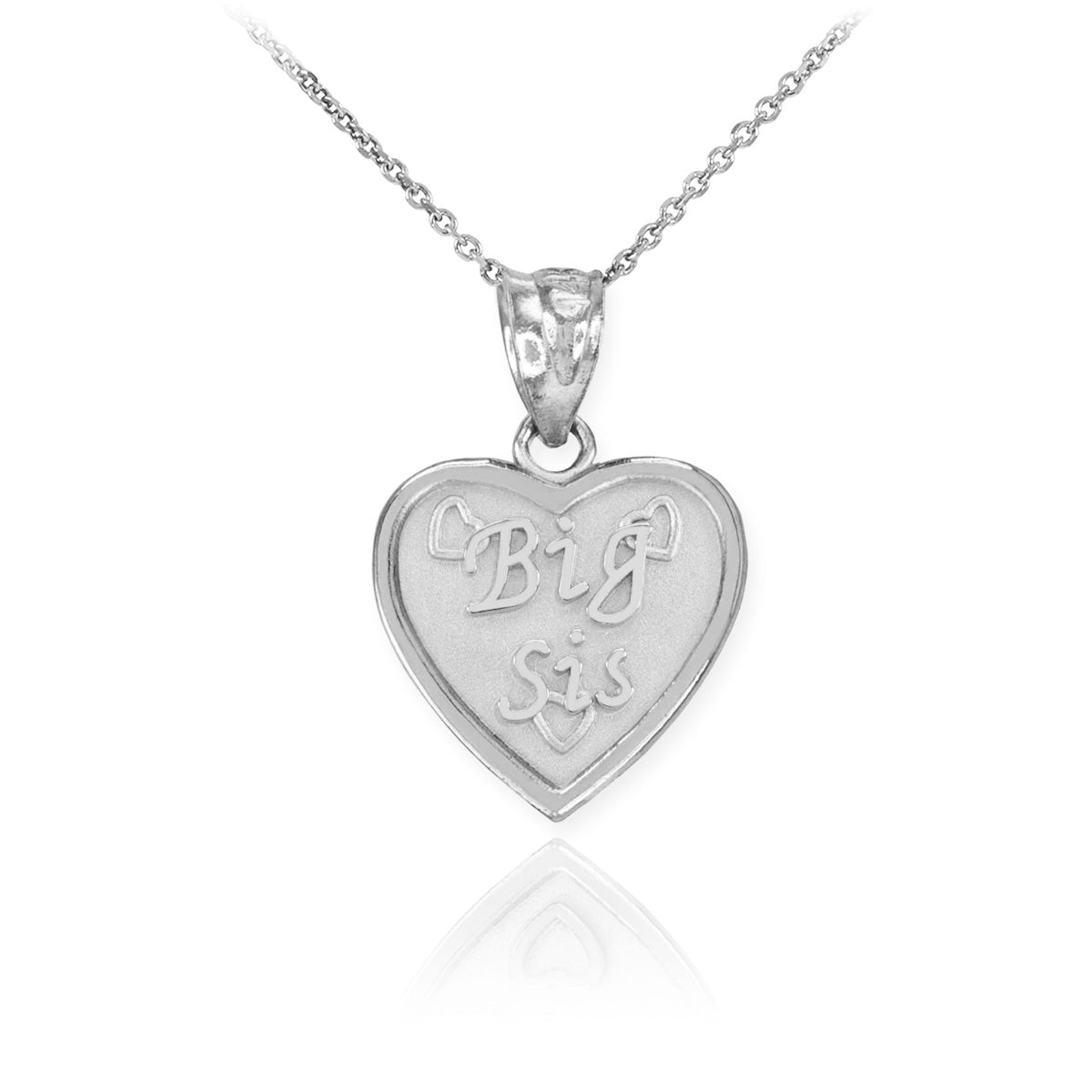 Sterling Silver 'BIG SIS' Heart Pendant Necklace