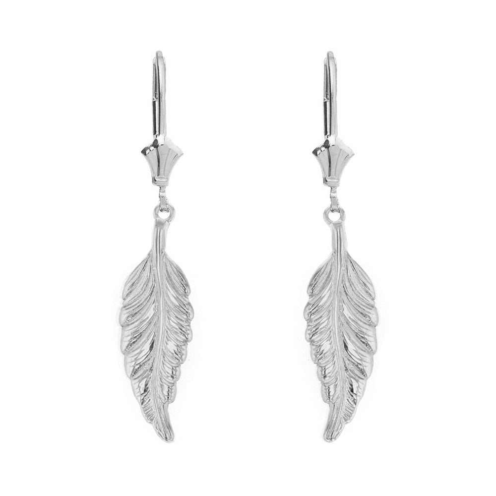 Sterling Silver Bohemia Boho Feather Drop Earring Set
