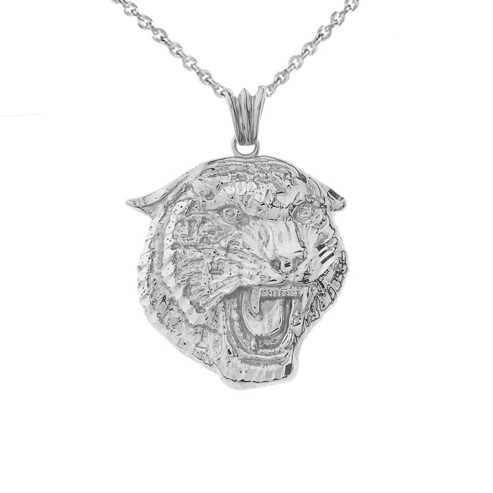 Sterling Silver Bold Jaguar Statement Pendant Necklace