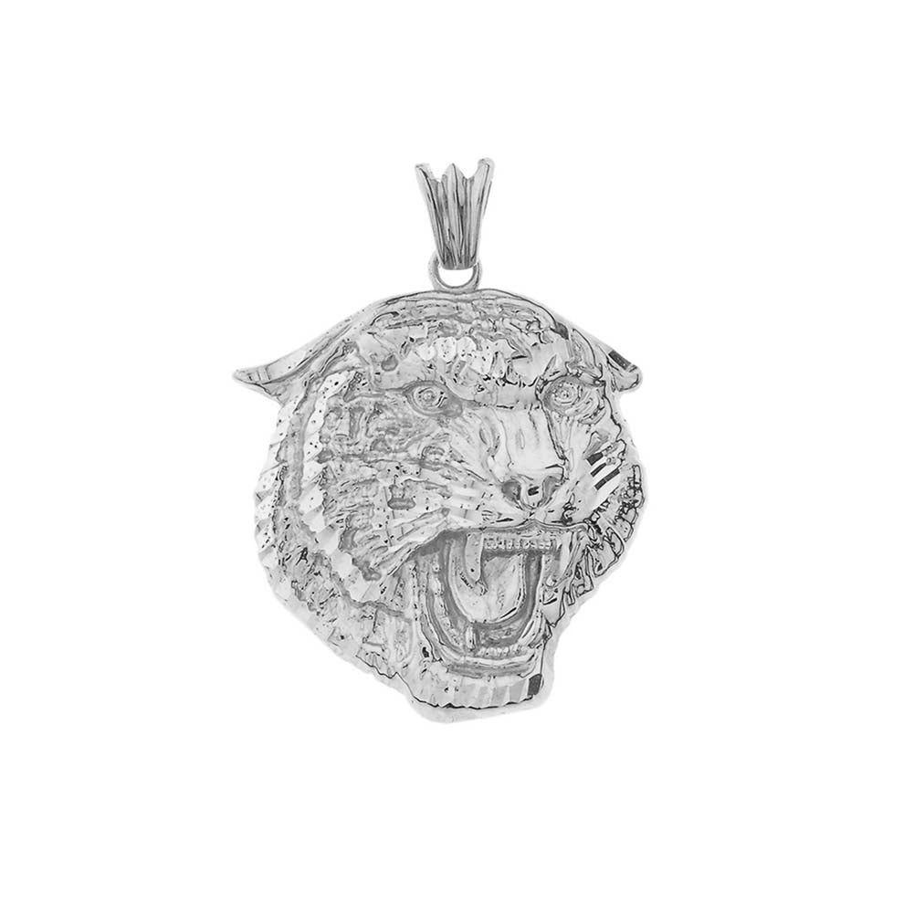 Sterling Silver Bold Jaguar Statement Pendant Necklace, view 2
