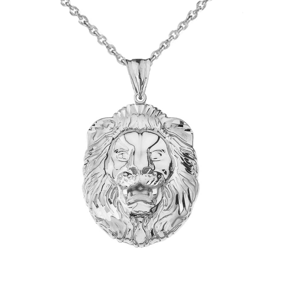Sterling Silver Bold Lion Statement Pendant Necklace(Large)