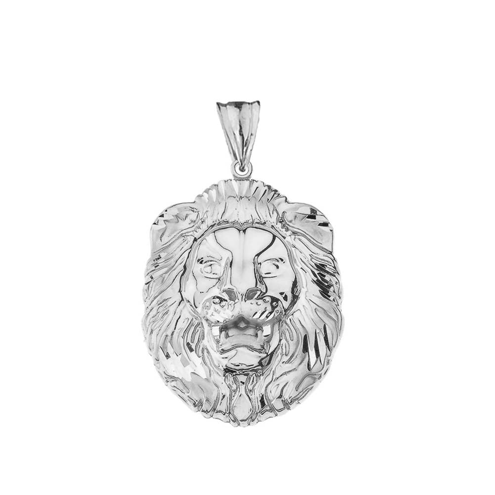 Sterling Silver Bold Lion Statement Pendant Necklace(Large), view 2