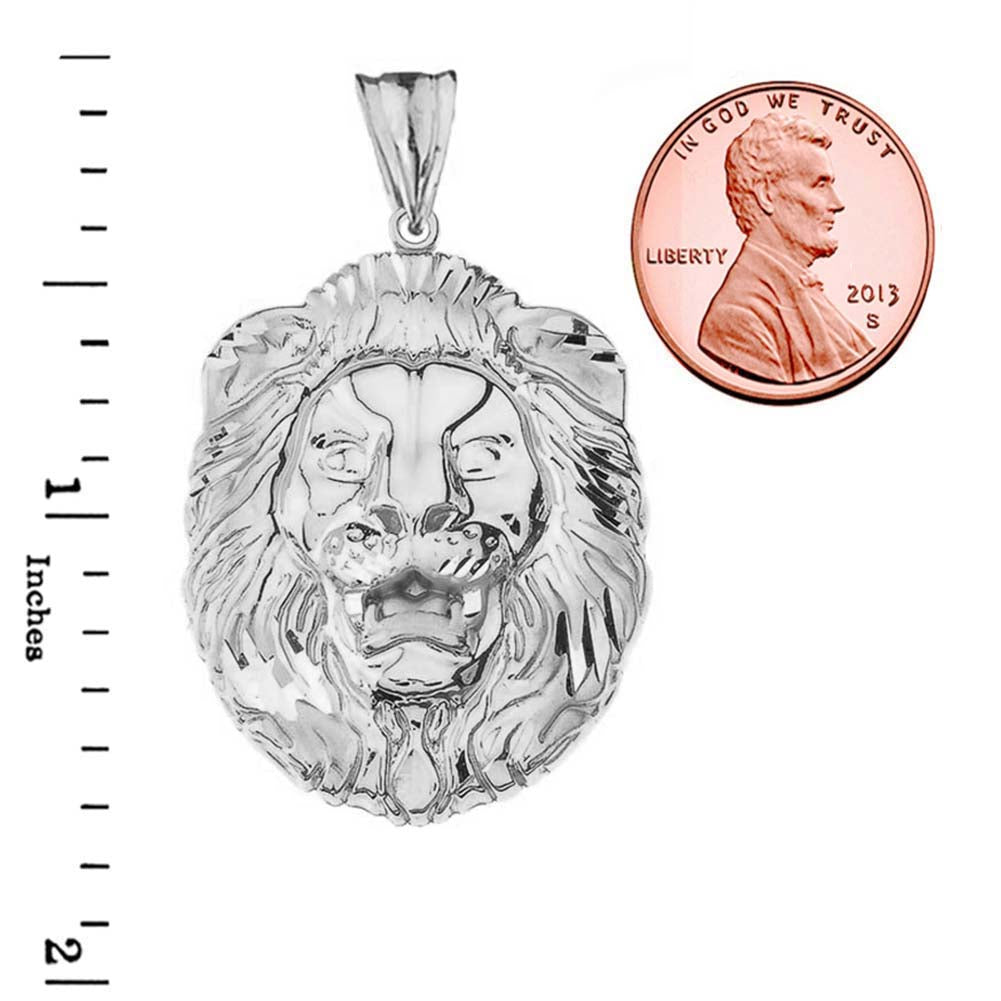 Sterling Silver Bold Lion Statement Pendant Necklace(Large), view 3