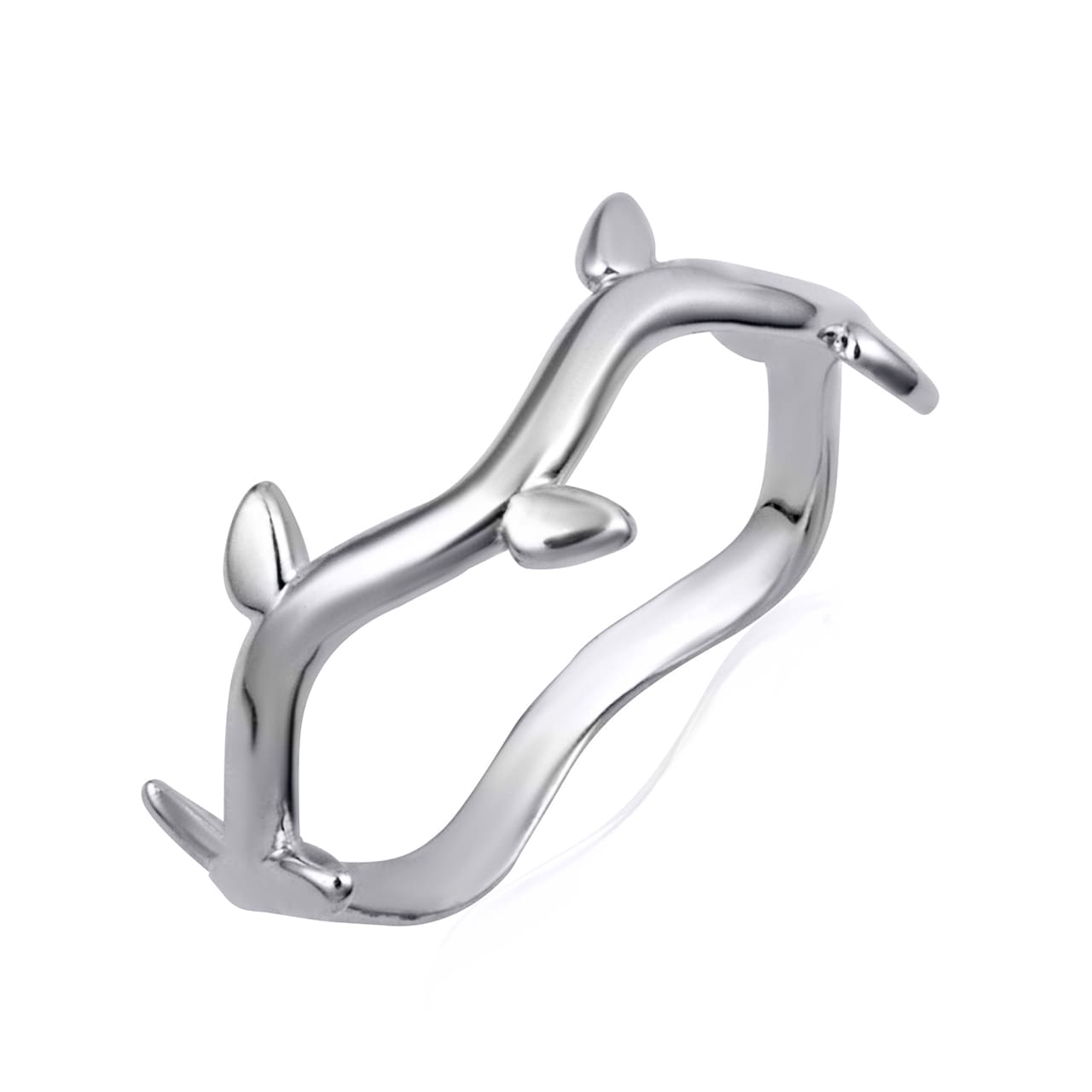 Sterling Silver Branch Twig Leaves Band Ring
