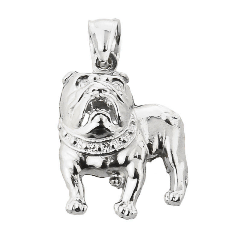 Sterling Silver Bulldog Pendant Necklace, view 2