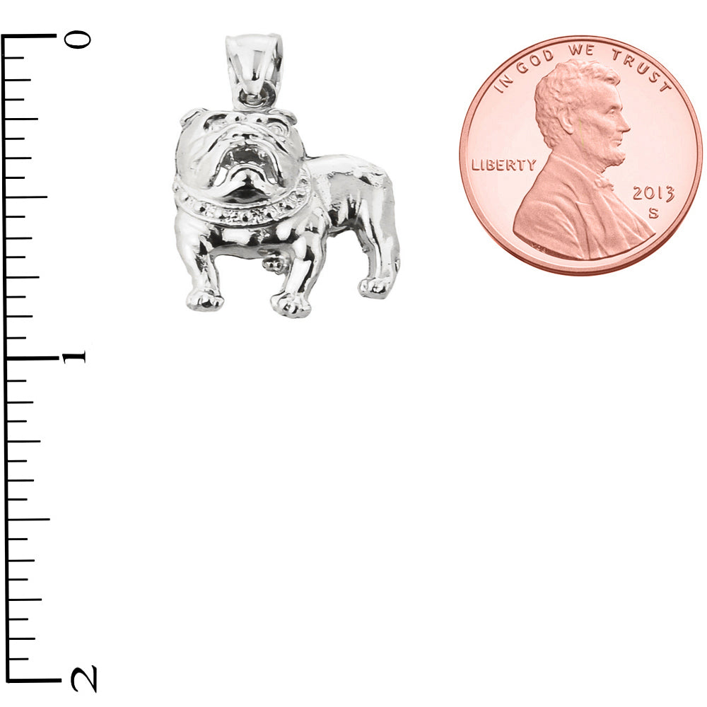 Sterling Silver Bulldog Pendant Necklace, view 3