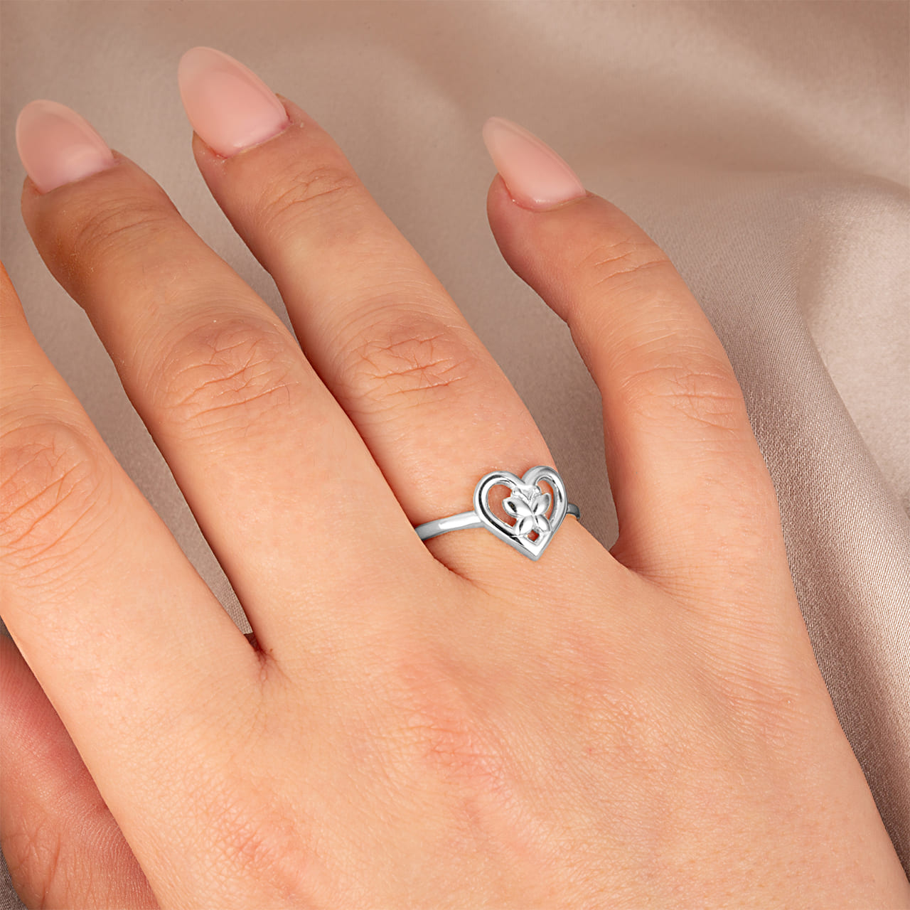 Sterling Silver Butterfly Heart Love Ring, view 2