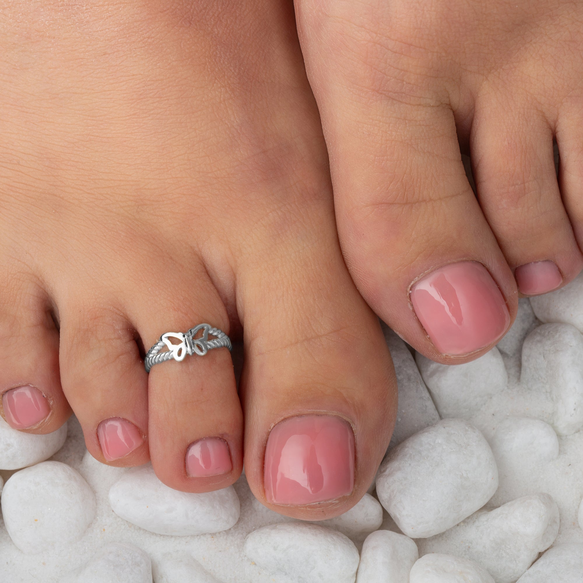 Sterling Silver Butterfly Rope Toe Ring, view 2