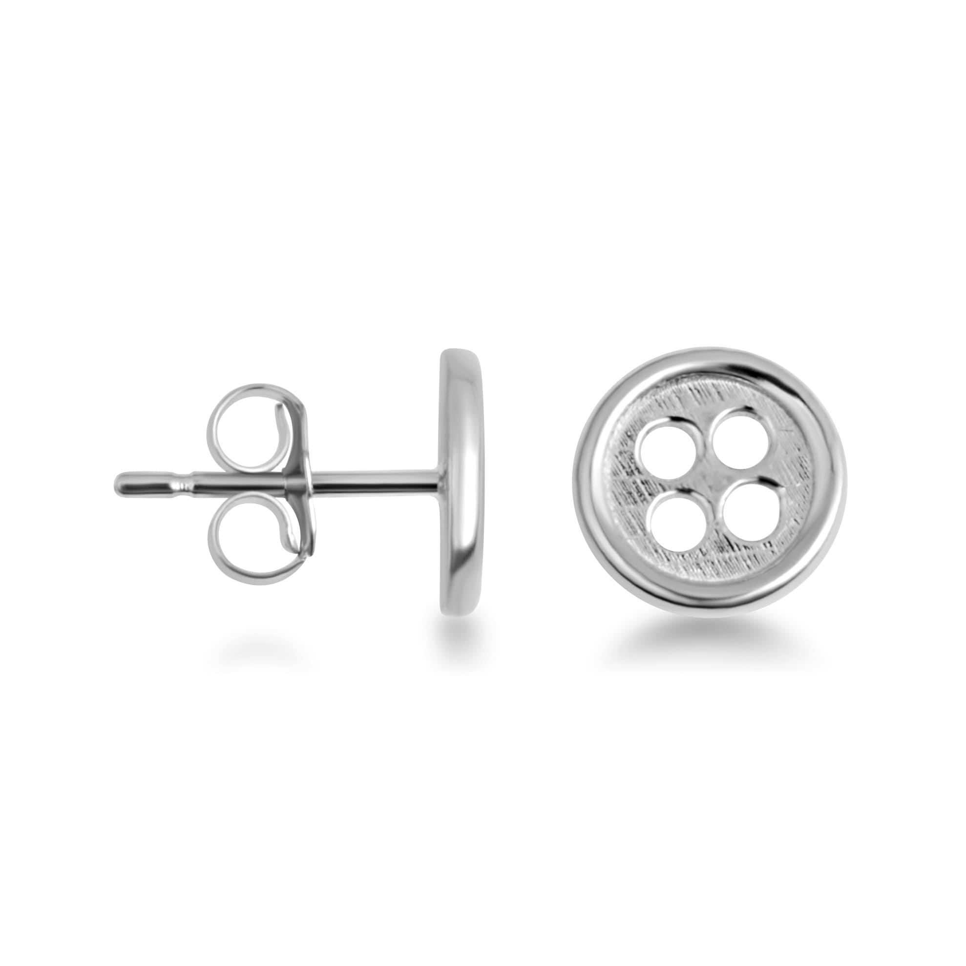 Sterling Silver Button Stud Earrings