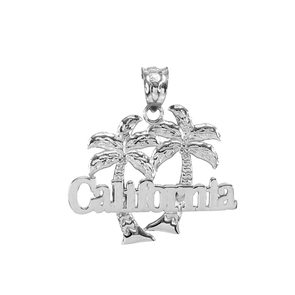 Sterling Silver California Palm Tree Pendant Necklace, view 2