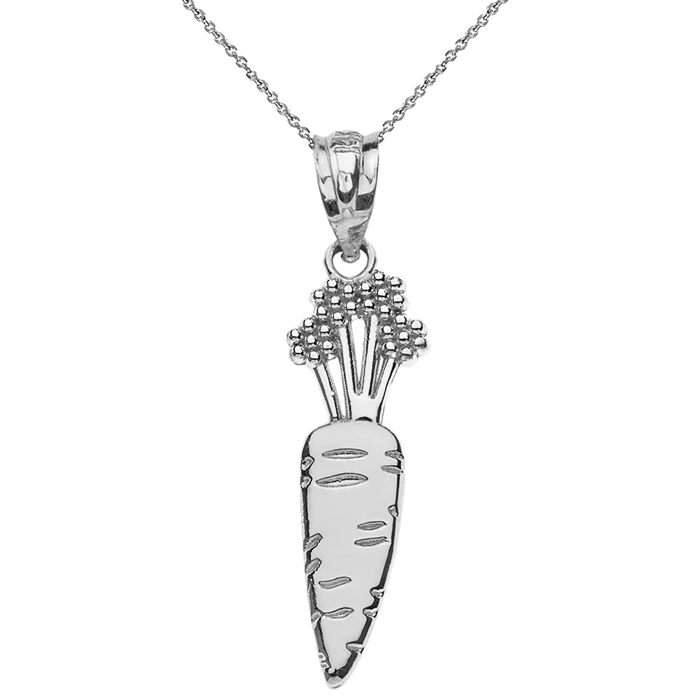 Sterling Silver Carrot Vegetable Pendant Necklace