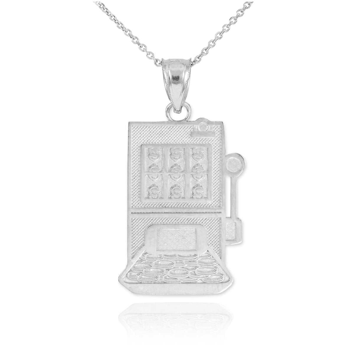 Sterling Silver Casino Slot Machine Pendant Necklace