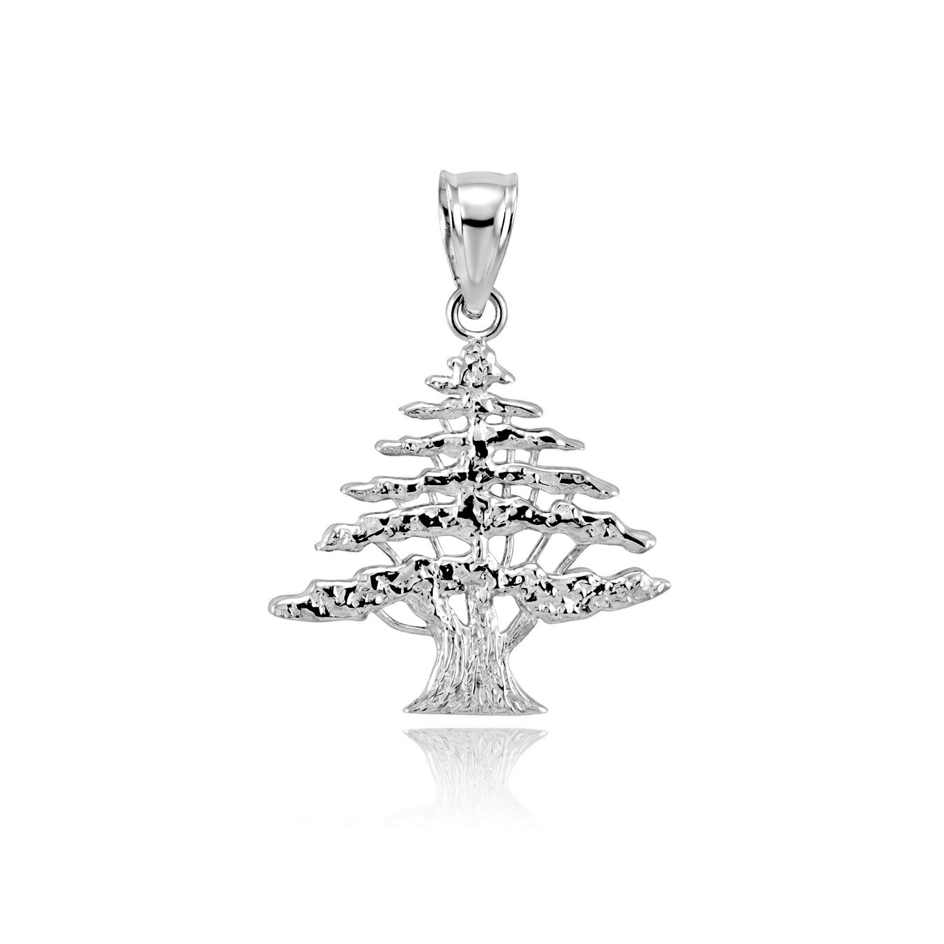 Sterling Silver Cedar Tree of Lebanon Charm Pendant Necklace