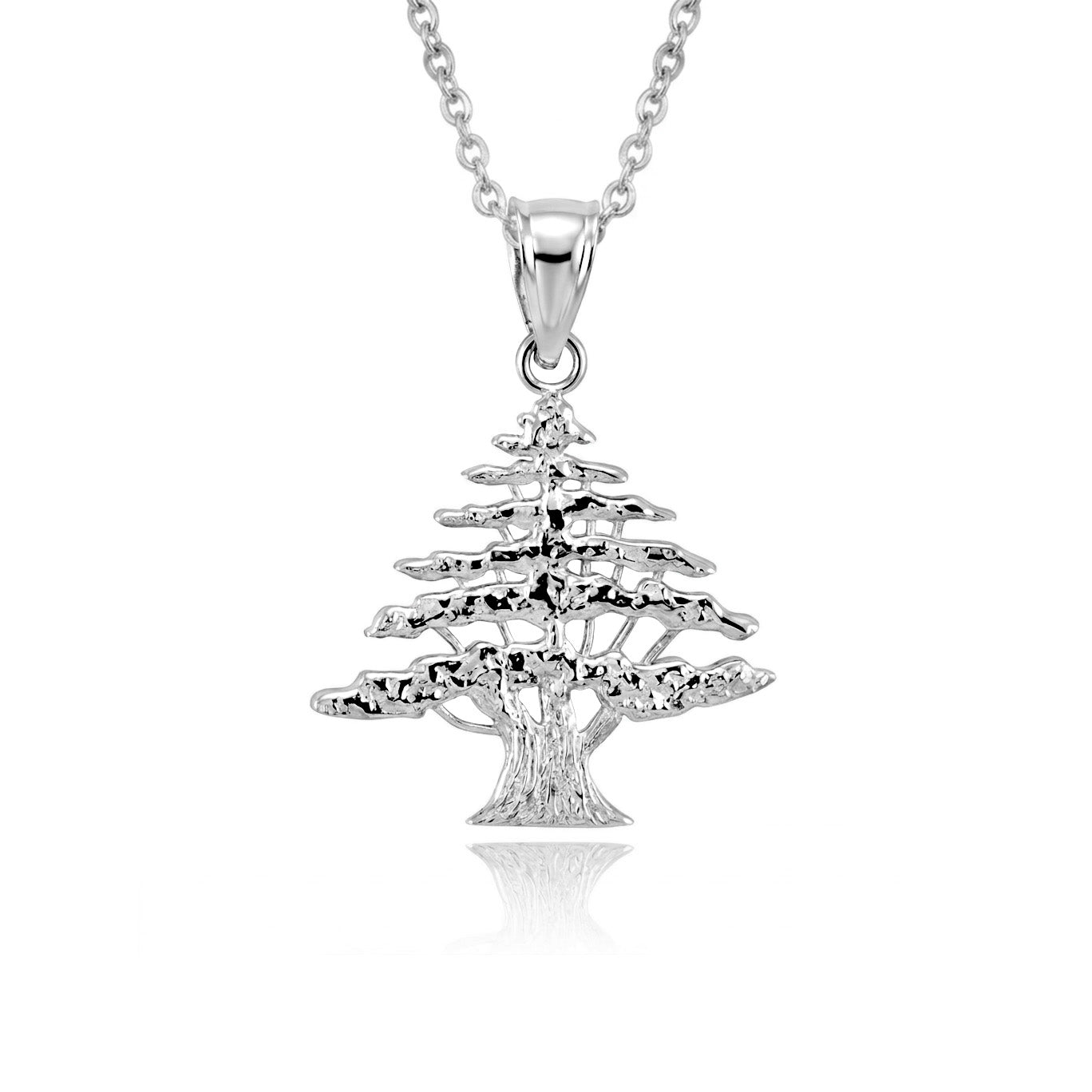 Sterling Silver Cedar Tree of Lebanon Charm Pendant Necklace, view 2