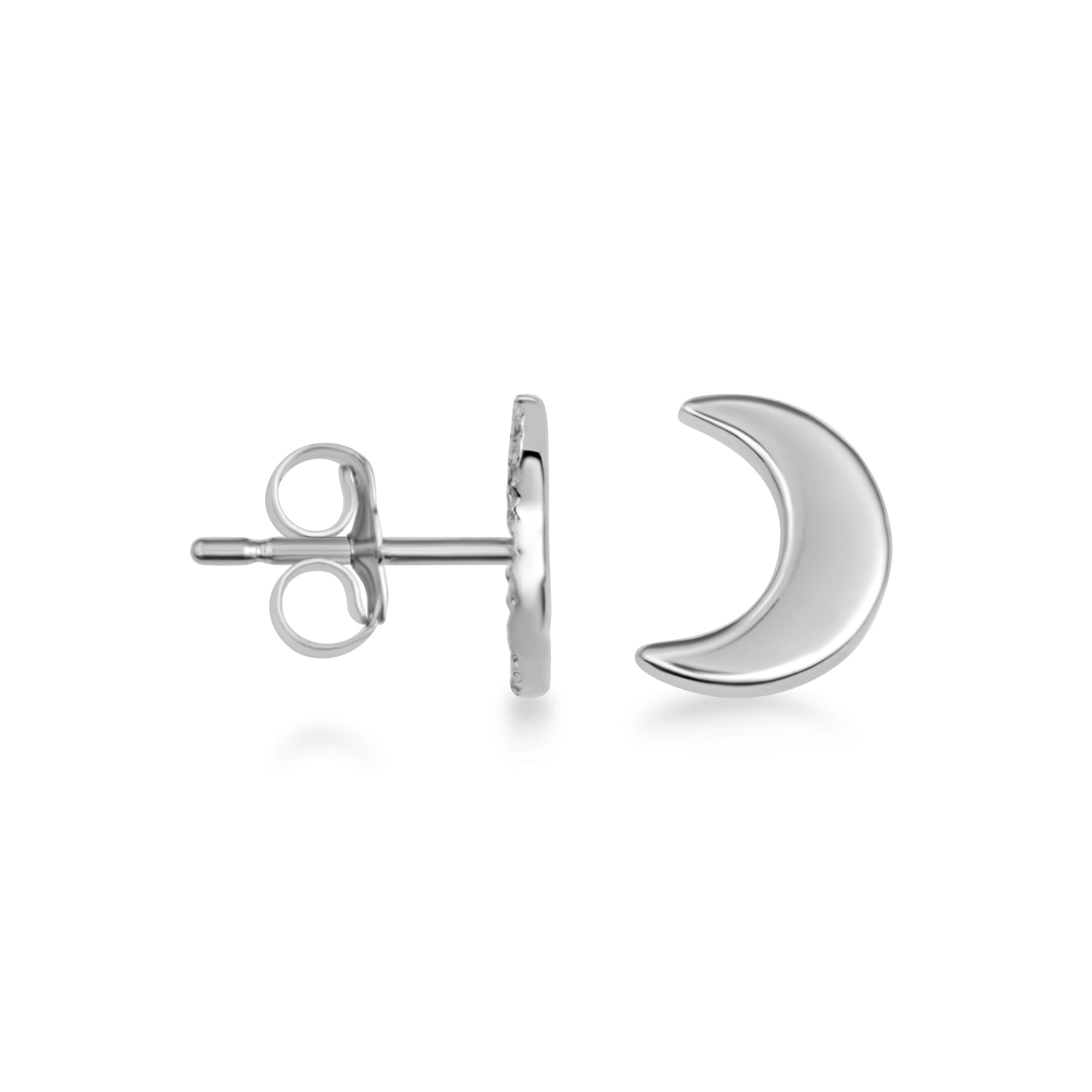 Sterling Silver Celestial Moon Stud Earrings