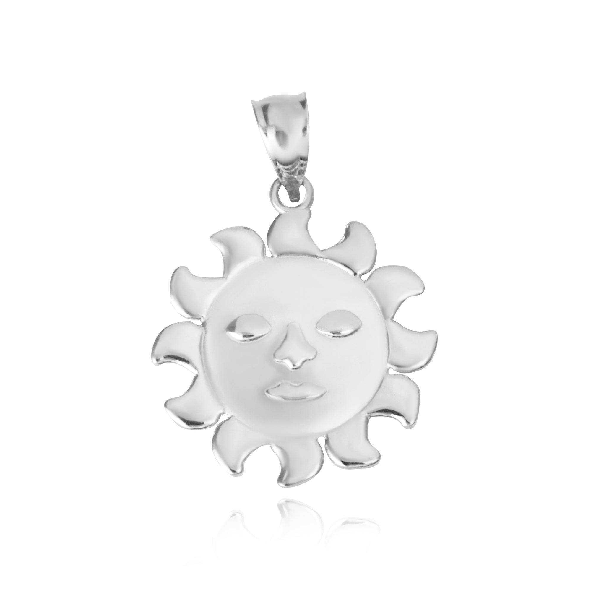Sterling Silver Celestial Sun Face Pendant Necklace