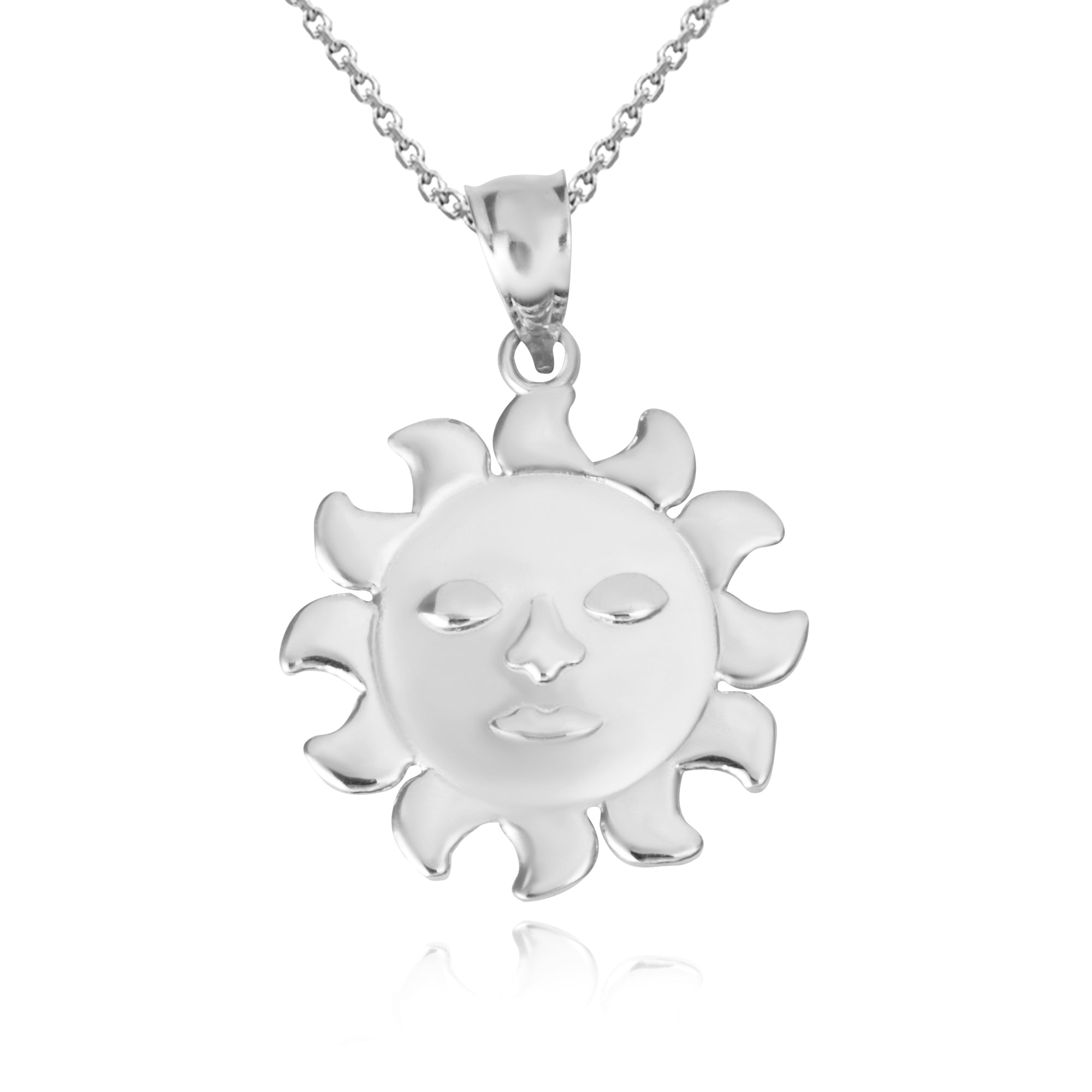 Sterling Silver Celestial Sun Face Pendant Necklace, view 3