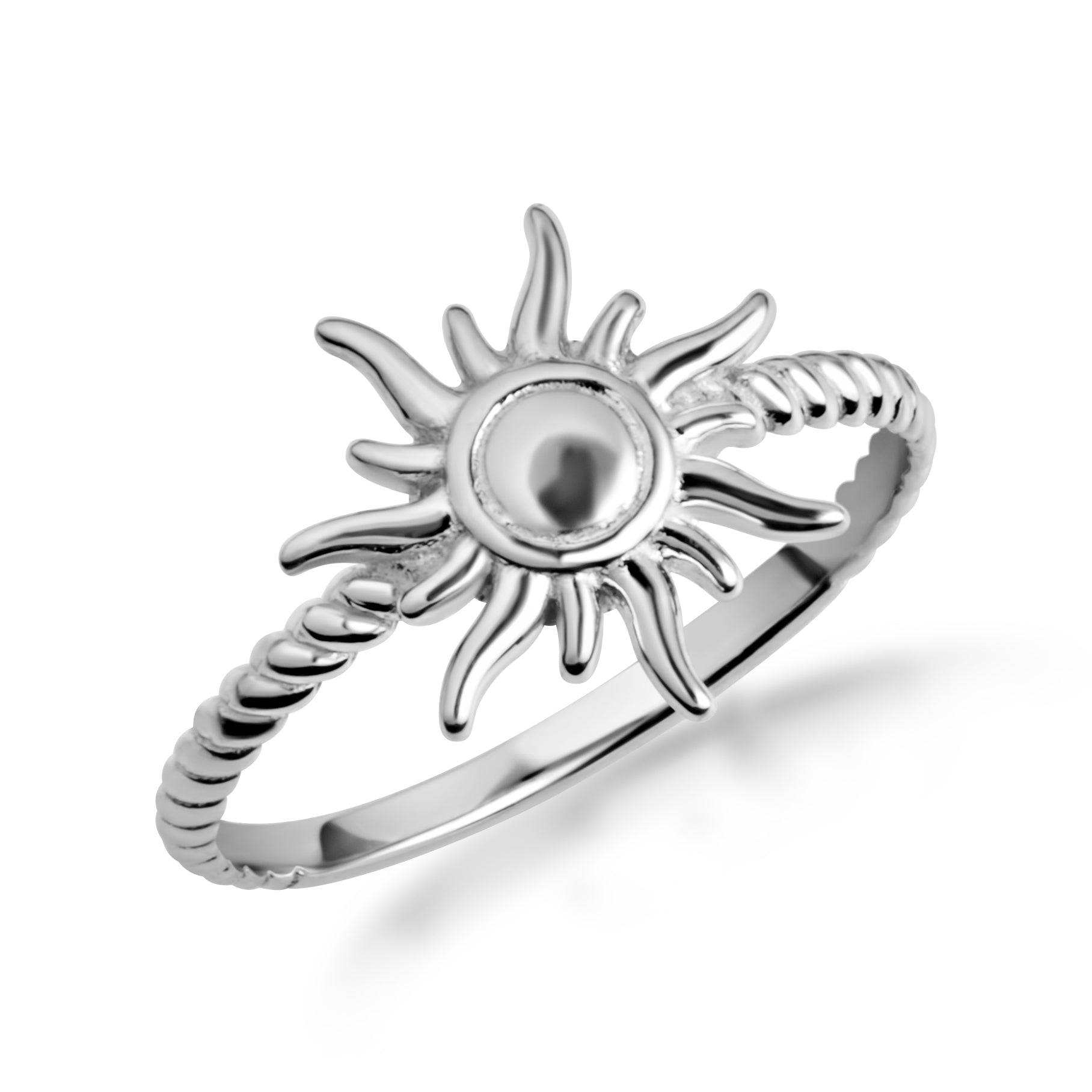 Sterling Silver Celestial Sun Rope Ring
