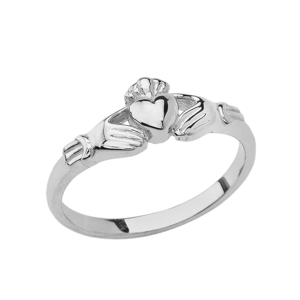 Sterling Silver Celtic Claddagh Heart Crown Ring