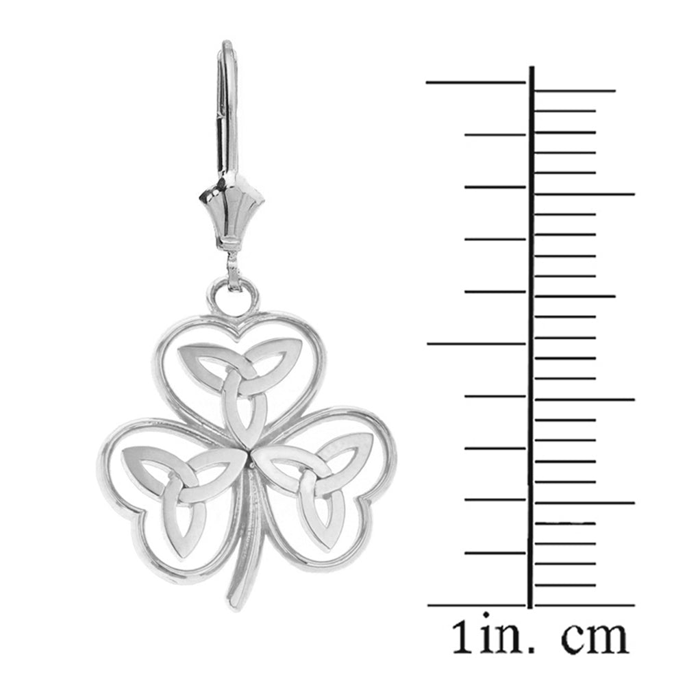 Sterling Silver Celtic Trinity Knot Shamrock Drop Earring Set, view 2