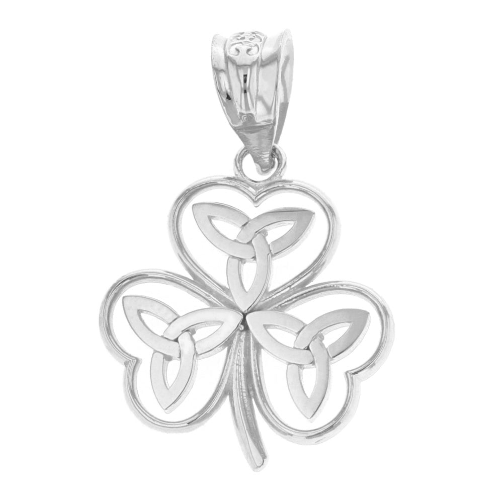 Sterling Silver Celtic Trinity Knot Shamrock Pendant Necklace, view 2