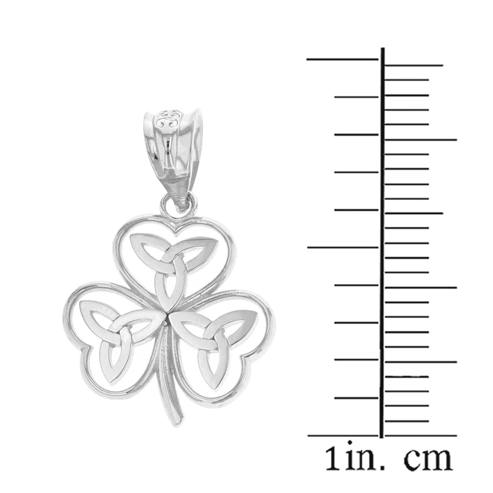 Sterling Silver Celtic Trinity Knot Shamrock Pendant Necklace, view 3