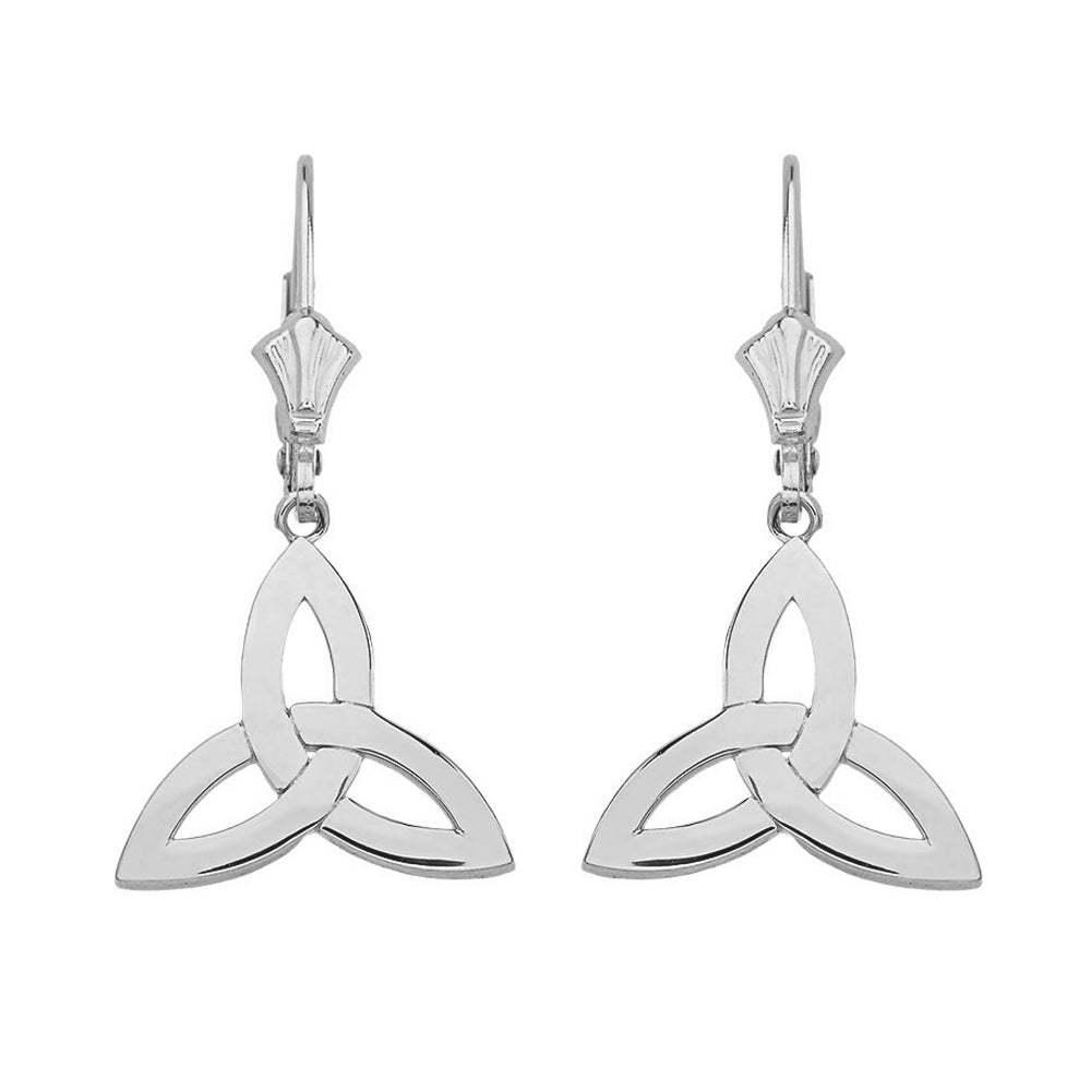 Sterling Silver Celtic Trinity Knot Triquetra Drop Earring Set