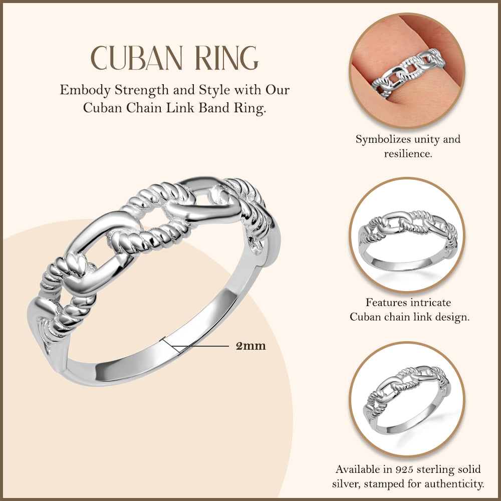 Sterling Silver Chain Link Band Ring, view 3