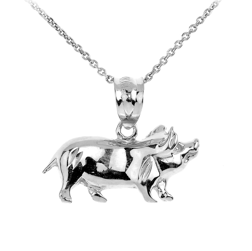 Sterling Silver Charm Pig Pendant Necklace