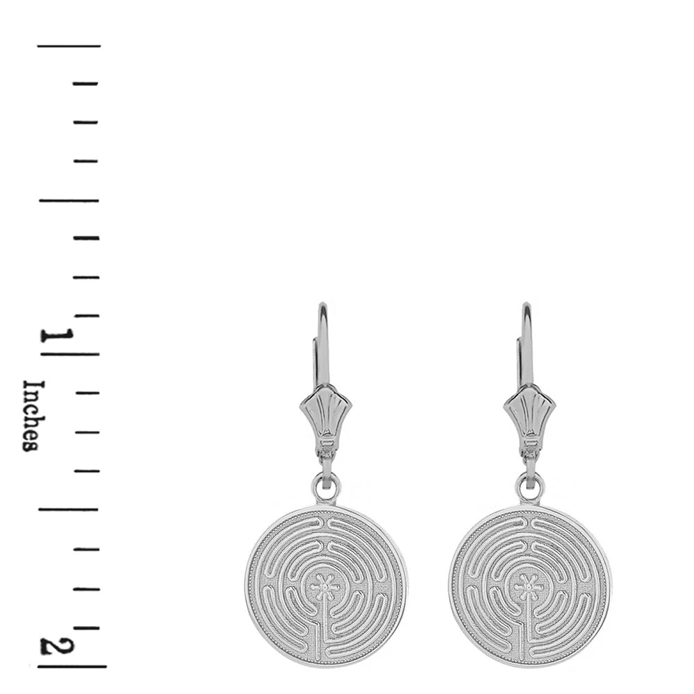 Sterling Silver Chartres Labyrinth Dainty Disc Earring Set, view 2