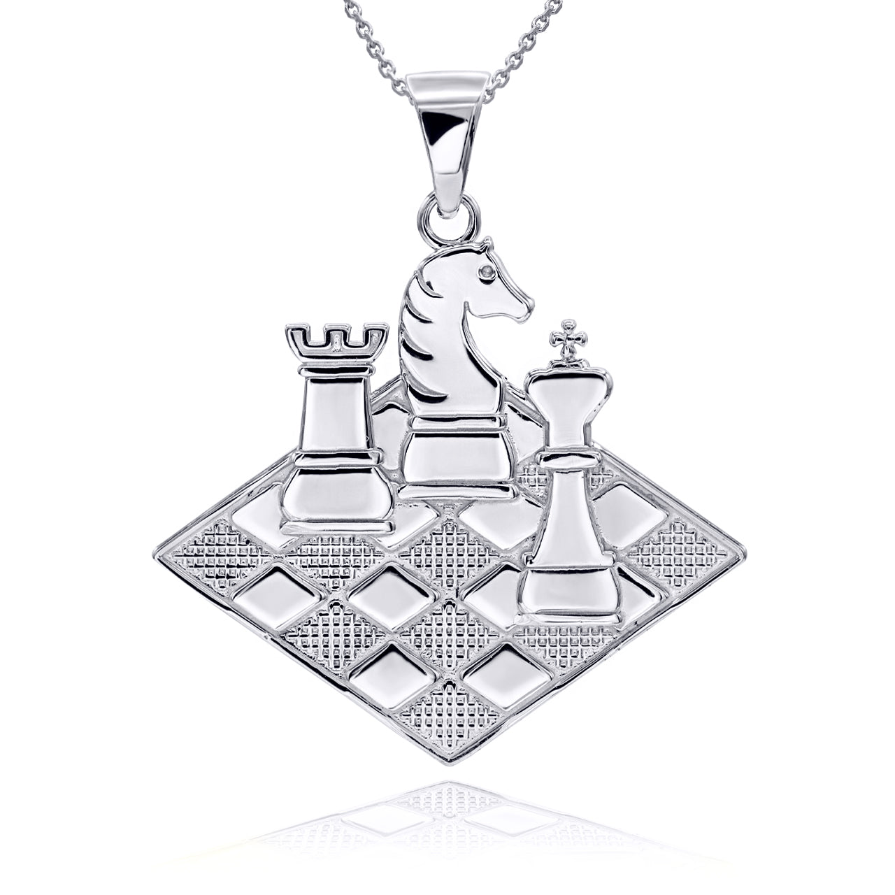 Sterling Silver Chess Pendant, view 2