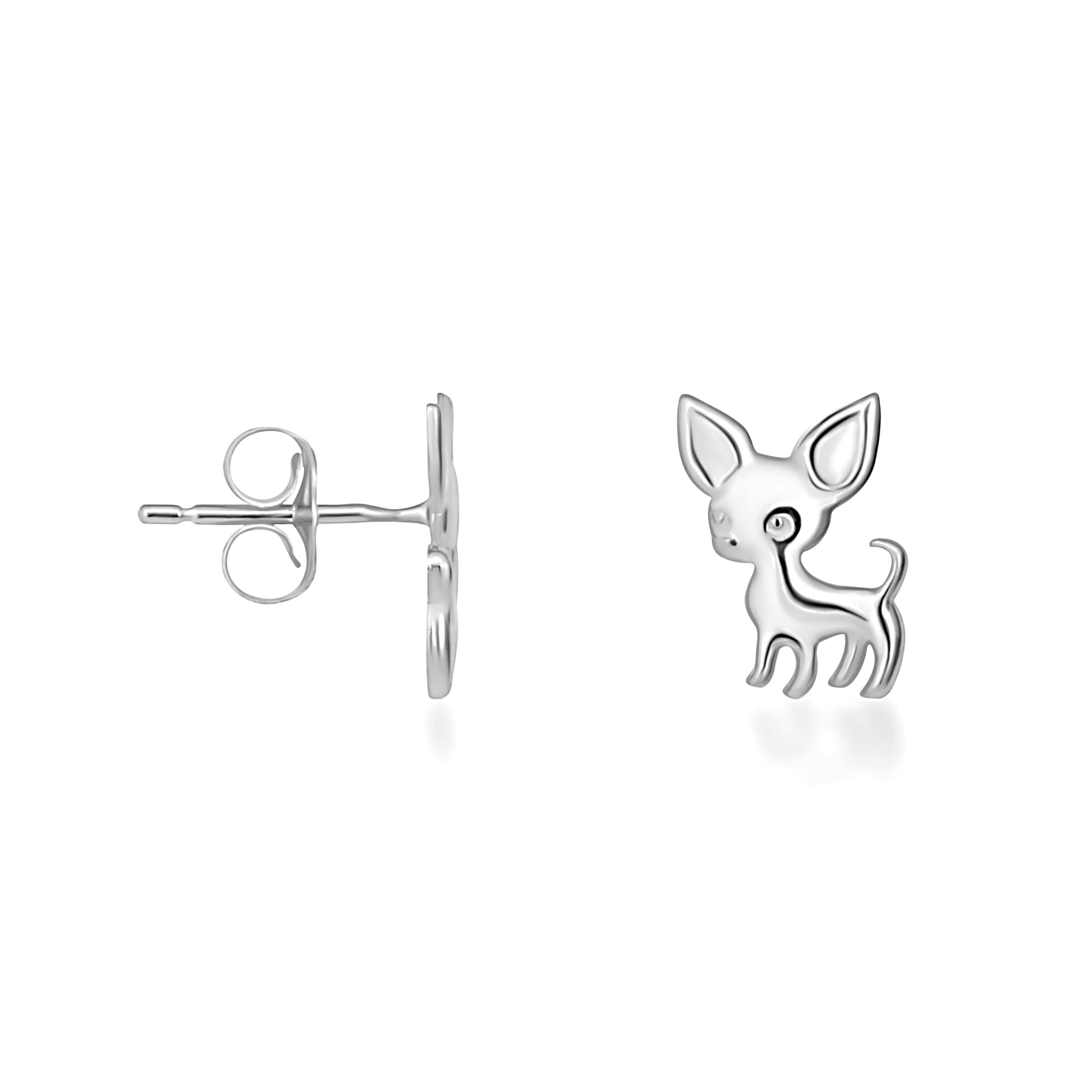 Sterling Silver Chihuahua Pet Dog Stud Earrings