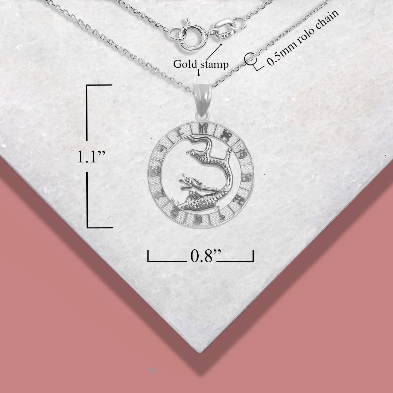Sterling Silver Chinese New Year Zodiac Pendant Necklace, view 4