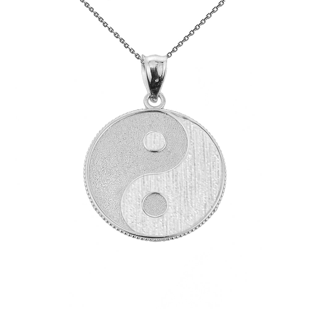 Sterling Silver Chinese Yin & Yang Tai Chi Taoist Symbol Charm Pendant Necklace