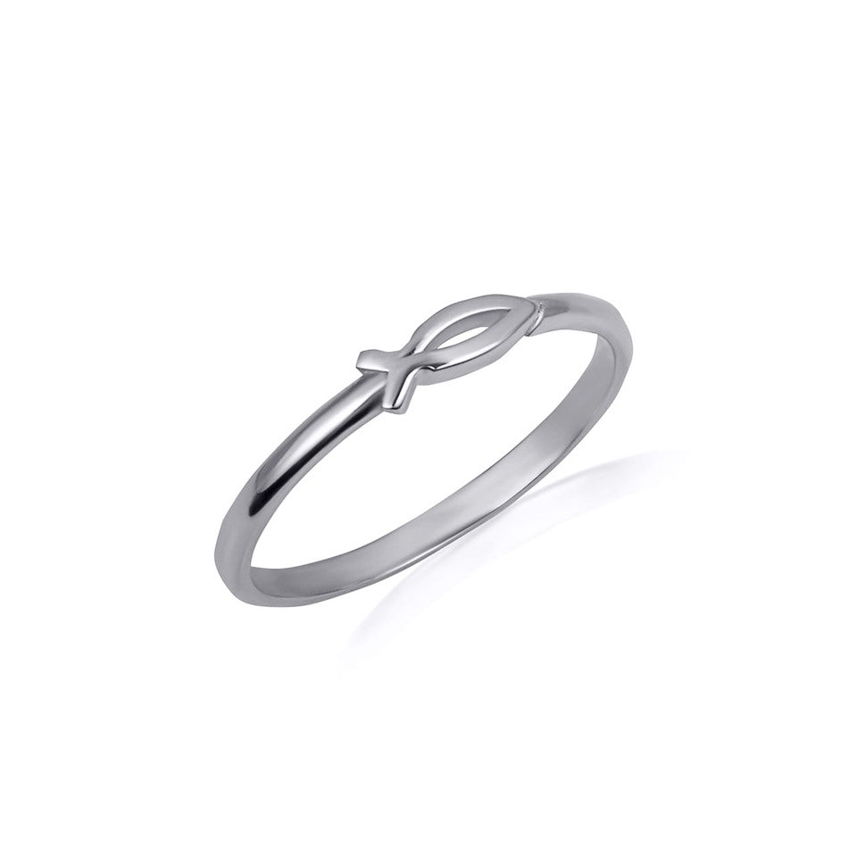Sterling Silver Christian Ichthys Jesus Fish Ring